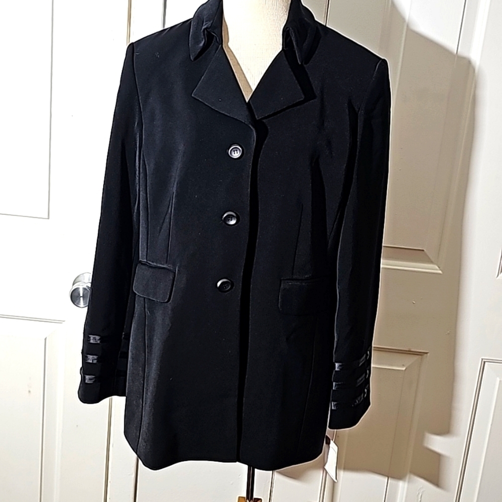 TA TRAVIS AYERS women's black blazer‎ jacket size 14. NWT VINTAGE.